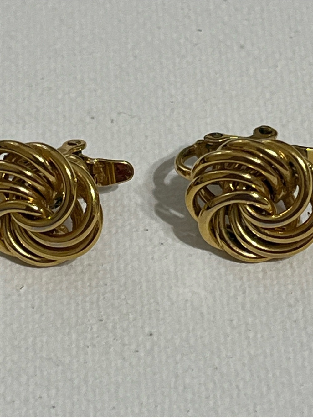 Trifari Gold Tone Knotted Hoop Clip Earrings